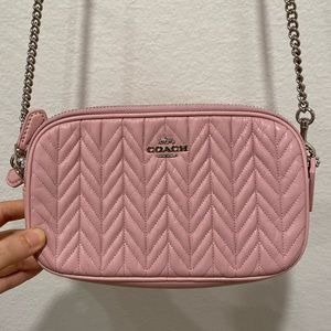 Coach Double Zip Chain Strap Quilted Crossbody Bag